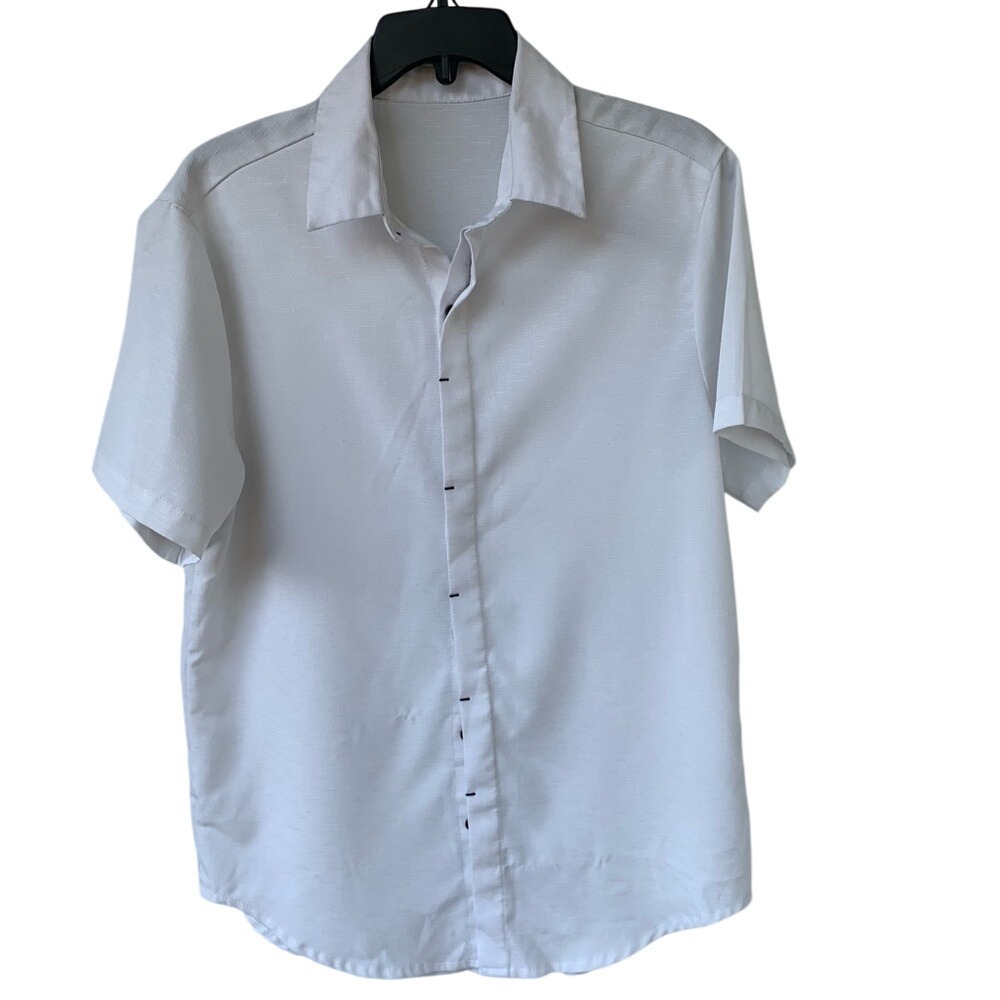 SHEIN. White, Short Sleeve button down Shirt. 100% Polyester.